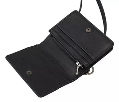 Dolce & Gabbana Black Leather Bifold Shoulder Sling Women Wallet -   -  Dolce & Gabbana.