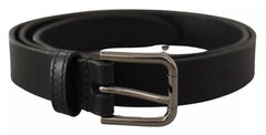 Dolce & Gabbana Black Calf Leather Classic Metal Logo Buckle Belt -   -  Dolce & Gabbana.