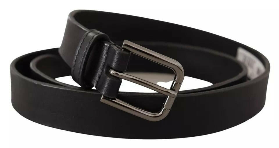 Dolce & Gabbana Black Calf Leather Classic Metal Logo Buckle Belt -   -  Dolce & Gabbana.