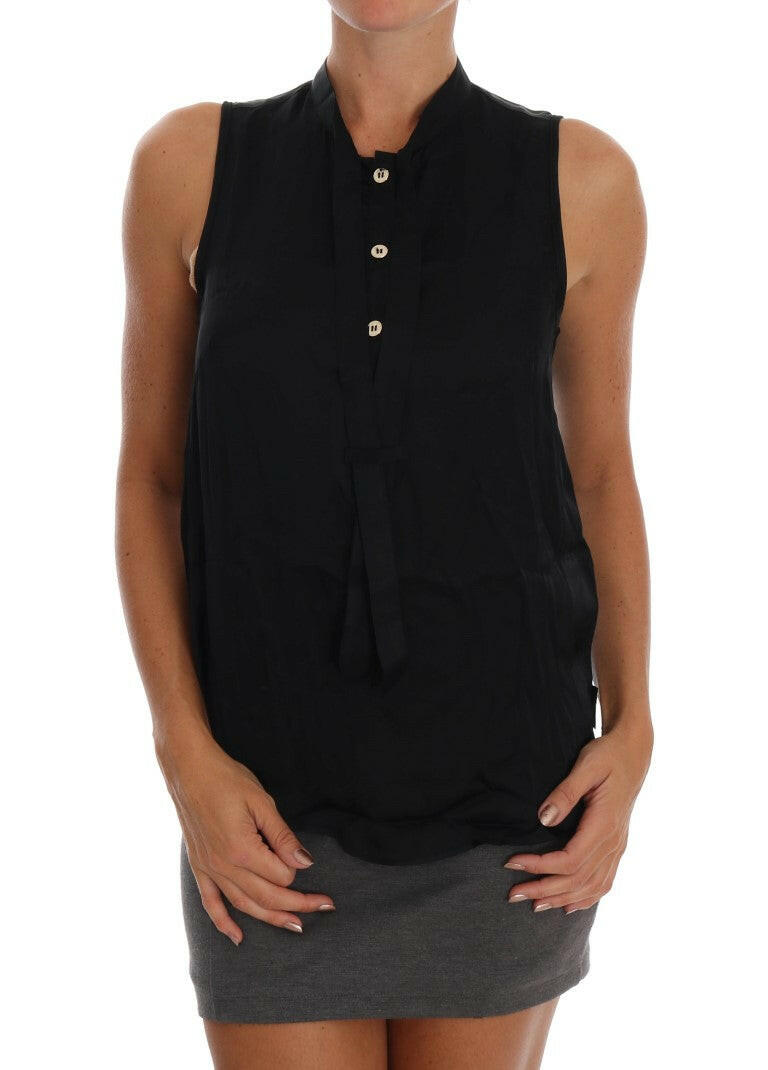 Versace Jeans Black Sleeveless Viscose Blouse Top -   -  Versace Jeans.