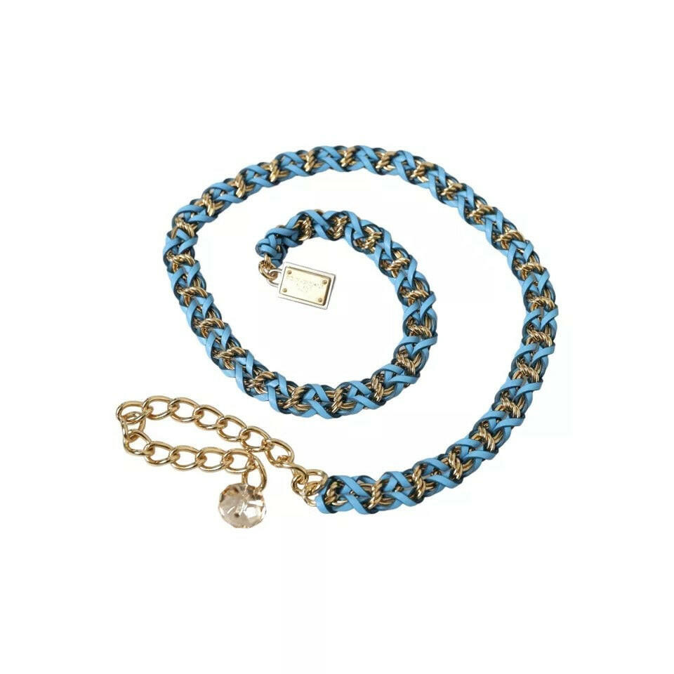 Dolce & Gabbana Blue Braided Gold Brass Chain Waist Belt -   -  Dolce & Gabbana. Dolce & Gabbana Blue Braided Gold Brass Chain Waist Belt -   -  Dolce & Gabbana.