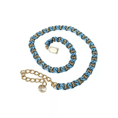 Dolce & Gabbana Blue Braided Gold Brass Chain Waist Belt -   -  Dolce & Gabbana.