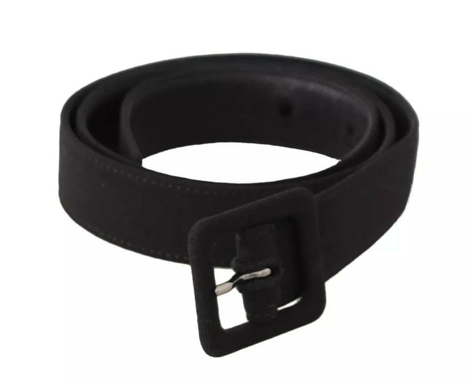 Dolce & Gabbana Black Velvet Leather Logo Waist Buckle Belt -   -  Dolce & Gabbana.