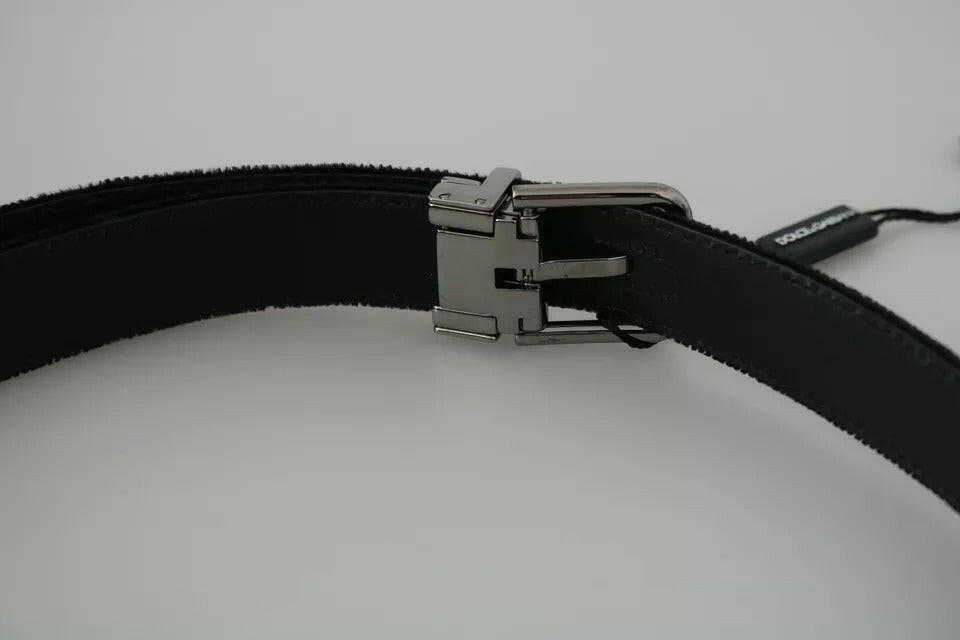 Dolce & Gabbana Black Velvet Leather Silver Buckle Belt -   -  Dolce & Gabbana. Dolce & Gabbana Black Velvet Leather Silver Buckle Belt -   -  Dolce & Gabbana.