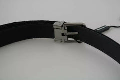 Dolce & Gabbana Black Velvet Leather Silver Buckle Belt -   -  Dolce & Gabbana.
