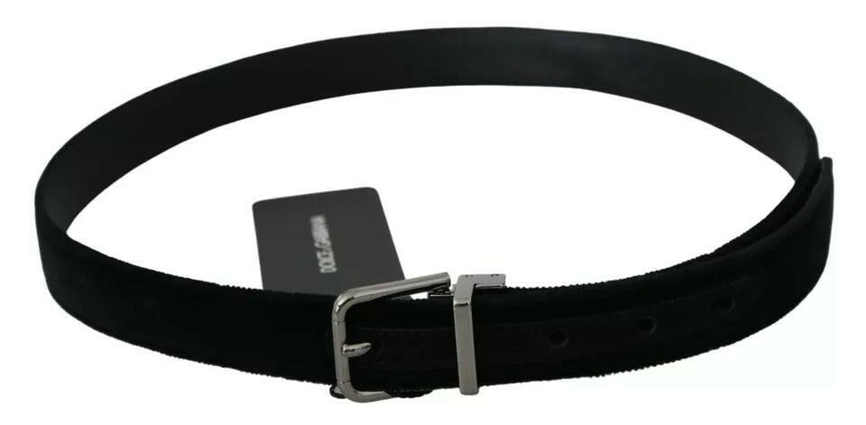Dolce & Gabbana Black Velvet Leather Silver Buckle Belt -   -  Dolce & Gabbana. Dolce & Gabbana Black Velvet Leather Silver Buckle Belt -   -  Dolce & Gabbana.
