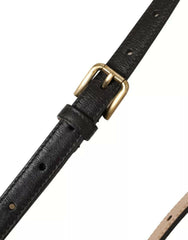 Dolce & Gabbana Dark Brown Leather Gold Metal Buckle Women Belt -   -  Dolce & Gabbana.