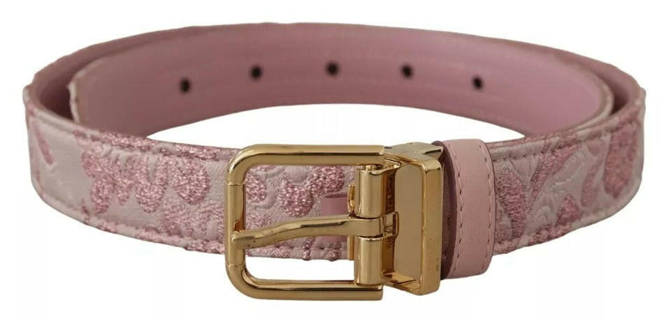 Dolce & Gabbana Pink Jaquard Embroidered Gold Tone Metal Buckle Belt -   -  Dolce & Gabbana. Dolce & Gabbana Pink Jaquard Embroidered Gold Tone Metal Buckle Belt -   -  Dolce & Gabbana.