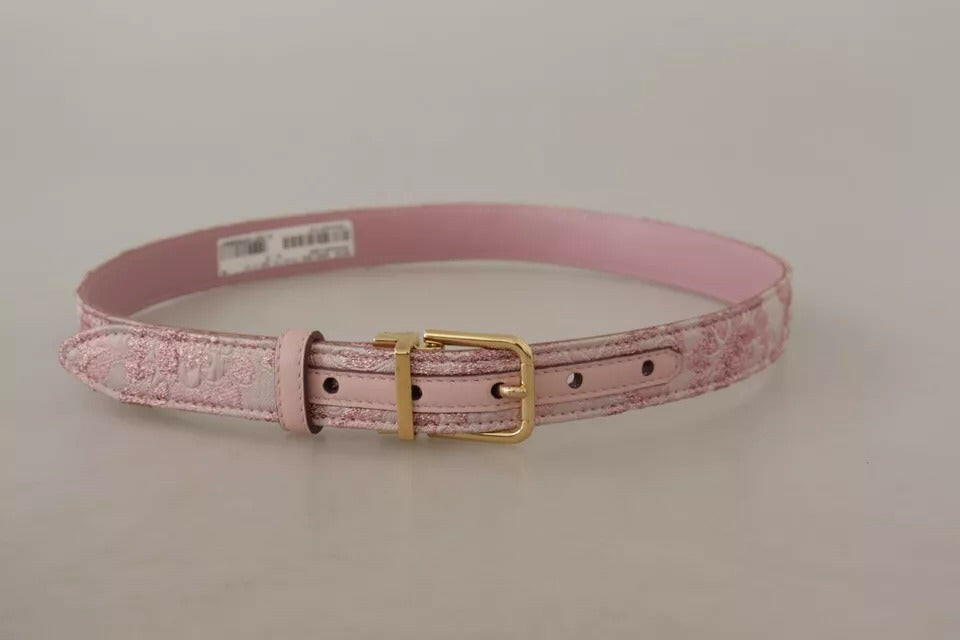 Dolce & Gabbana Pink Jaquard Embroidered Gold Tone Metal Buckle Belt -   -  Dolce & Gabbana. Dolce & Gabbana Pink Jaquard Embroidered Gold Tone Metal Buckle Belt -   -  Dolce & Gabbana.