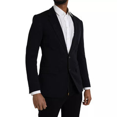 Dolce & Gabbana Blue Wool Notch Single Breasted Coat Blazer -   -  Dolce & Gabbana.