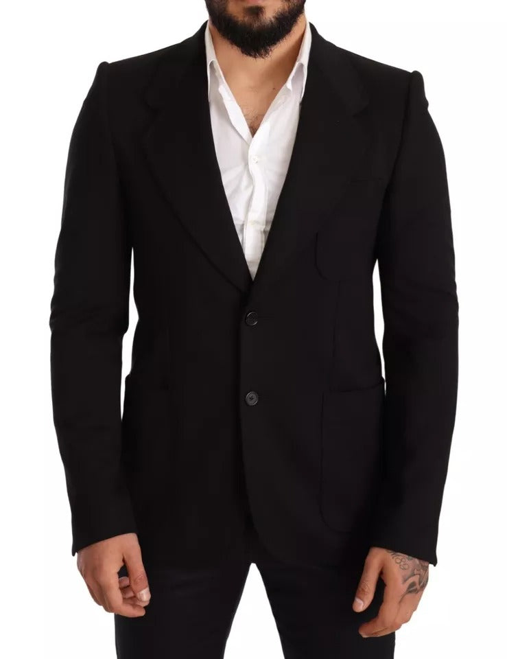 Dolce & Gabbana Black Wool Slim Fit Coat Jacket Blazer -   -  Dolce & Gabbana.