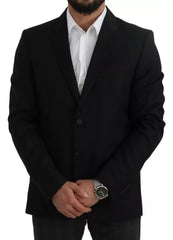 Dolce & Gabbana Black Wool Slim Fit Notch Jacket Blazer -   -  Dolce & Gabbana.