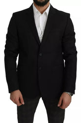 Dolce & Gabbana Black Wool Slim Fit Notch Jacket Blazer -   -  Dolce & Gabbana.