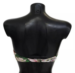 Dolce & Gabbana Pink Floral Print Swimsuit Beachwear Bikini Top - - Dolce & Gabbana.