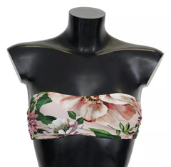 Dolce & Gabbana Pink Floral Print Swimsuit Beachwear Bikini Top - - Dolce & Gabbana.