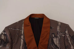 Dolce & Gabbana Bronze Monkey Print Silk Slim Jacket Blazer -   -  Dolce & Gabbana.
