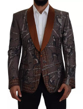 Dolce & Gabbana Bronze Monkey Print Silk Slim Jacket Blazer -   -  Dolce & Gabbana.