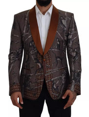 Dolce & Gabbana Bronze Monkey Print Silk Slim Jacket Blazer -   -  Dolce & Gabbana.