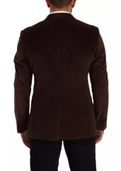 Dolce & Gabbana Brown Corduroy Slim Fit Coat DG Logo Blazer -   -  Dolce & Gabbana.