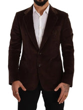 Dolce & Gabbana Brown Corduroy Slim Fit Coat DG Logo Blazer -   -  Dolce & Gabbana.