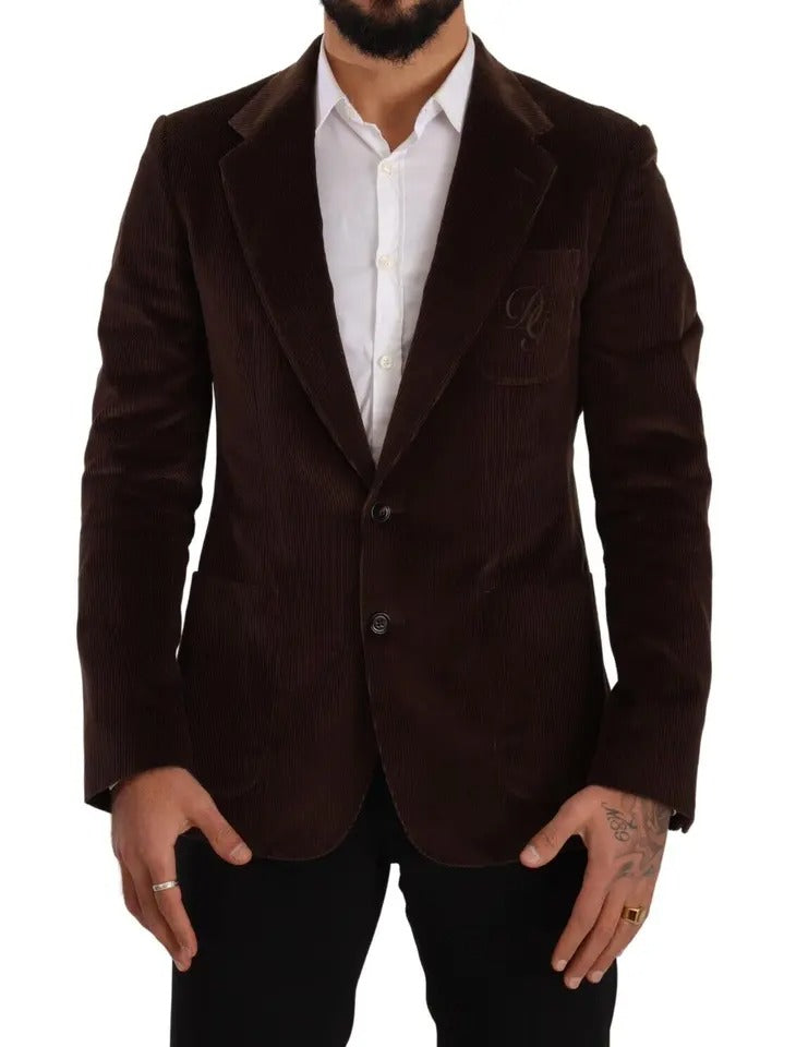Dolce & Gabbana Brown Corduroy Slim Fit Coat DG Logo Blazer -   -  Dolce & Gabbana. Dolce & Gabbana Brown Corduroy Slim Fit Coat DG Logo Blazer -   -  Dolce & Gabbana.