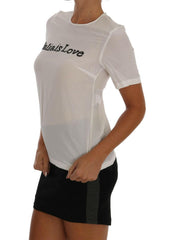 Dolce & Gabbana White Silk ITALIA IS LOVE Blouse T-shirt -   -  Dolce & Gabbana.