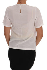 Dolce & Gabbana White Silk ITALIA IS LOVE Blouse T-shirt -   -  Dolce & Gabbana.