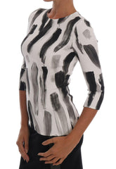 Dolce & Gabbana White Black Striped Printed Blouse Top -   -  Dolce & Gabbana.