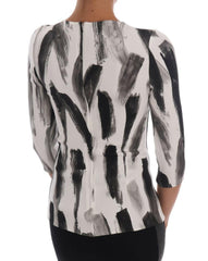 Dolce & Gabbana White Black Striped Printed Blouse Top -   -  Dolce & Gabbana.