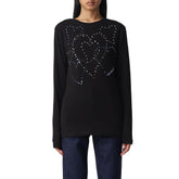 Love Moschino Rhinestone Heart Embellished Cotton Tee -   -  Love Moschino.