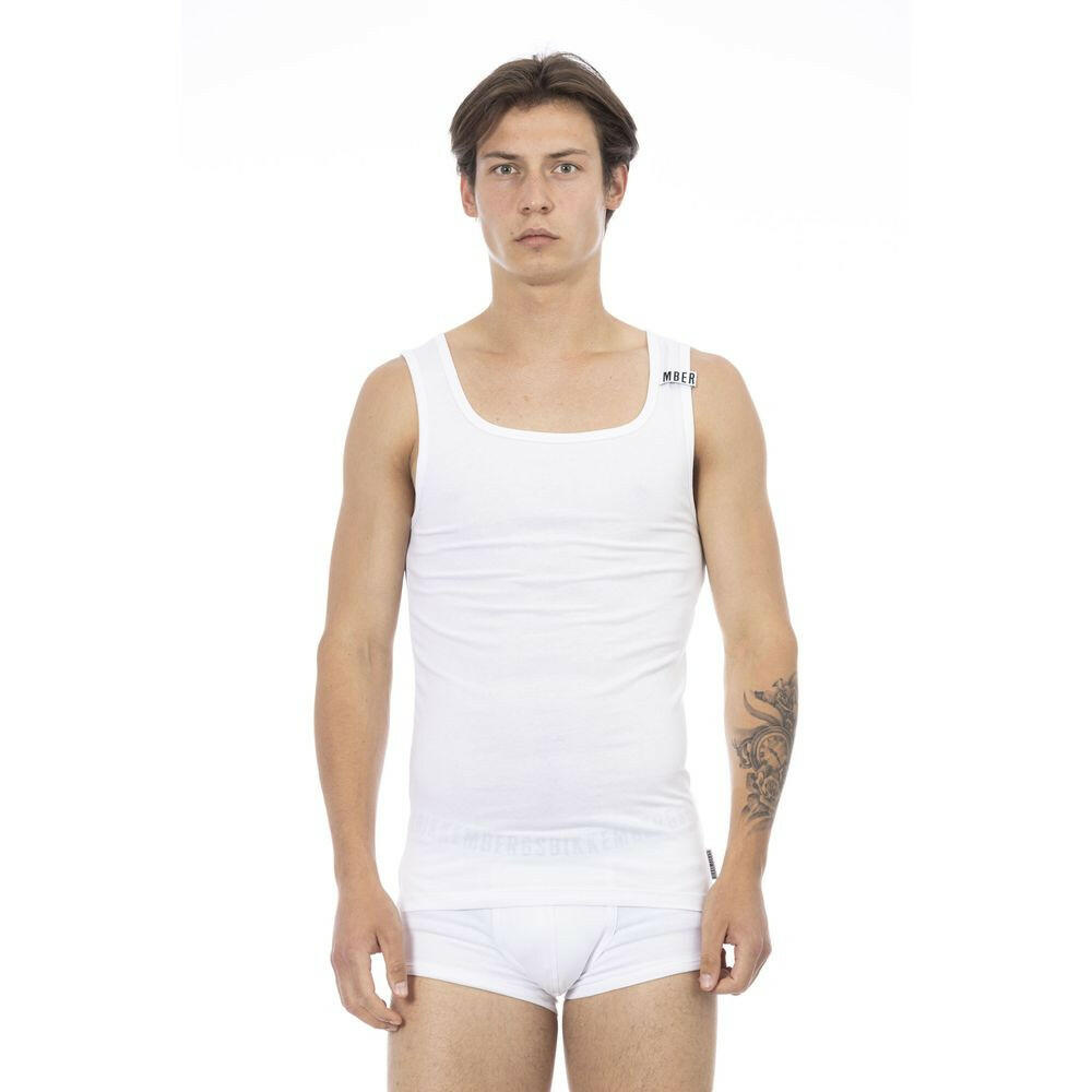 Bikkembergs White Cotton Men's Tank Top -   -  Bikkembergs.
