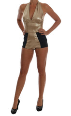 Dolce & Gabbana Gold Silk Stretch Romper Body - - Dolce & Gabbana.