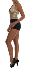 Dolce & Gabbana Gold Silk Stretch Romper Body - - Dolce & Gabbana.