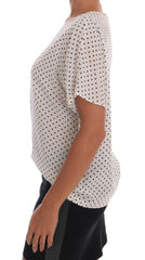 Dolce & Gabbana White Polka Dotted Silk T-shirt Top -   -  Dolce & Gabbana.