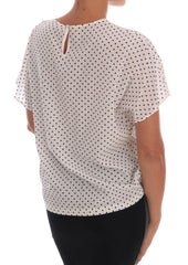 Dolce & Gabbana White Polka Dotted Silk T-shirt Top -   -  Dolce & Gabbana.