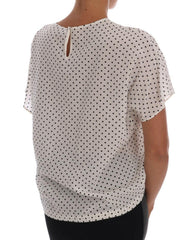 Dolce & Gabbana White Polka Dotted Silk T-shirt Top -   -  Dolce & Gabbana.