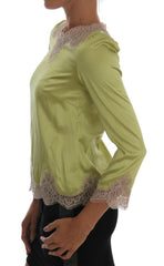 Dolce & Gabbana Green Silk Stretch Blouse Top -   -  Dolce & Gabbana.
