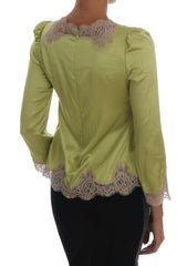 Dolce & Gabbana Green Silk Stretch Blouse Top -   -  Dolce & Gabbana.