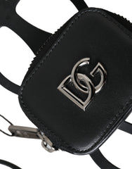 Dolce & Gabbana Black Calfskin Leather DG Logo Coin Purse Lanyard Wallet -   -  Dolce & Gabbana.