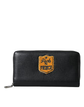 Dolce & Gabbana Black Leather Logo Patch Zip Around Continental Wallet -  Wallets for Men -  Dolce & Gabbana.