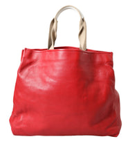 Dolce & Gabbana Red Leather #DGFamily Patch Shopping Tote Bag -  Luxury Shopper Bag for Women -  Dolce & Gabbana.