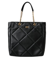 Dolce & Gabbana Black Leather JUNGLE Quilted Shopping Tote Bag -  Luxury Shopper Bag for Women -  Dolce & Gabbana.