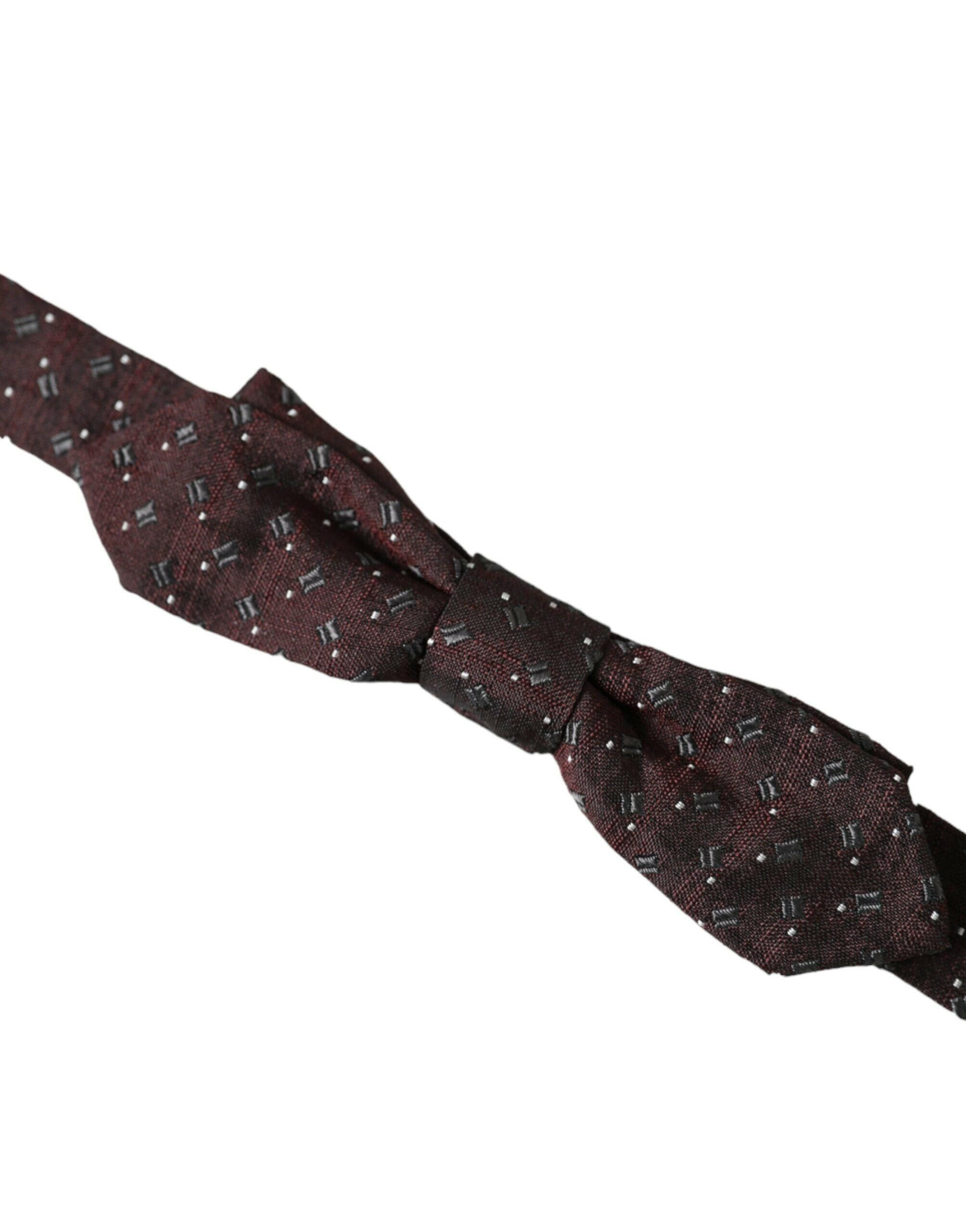 Dolce & Gabbana Maroon Silk Patterned Adjustable Neck Papillon Bow Tie -  Neckties, Men -  Dolce & Gabbana. Dolce & Gabbana Maroon Silk Patterned Adjustable Neck Papillon Bow Tie -  Neckties, Men -  Dolce & Gabbana.