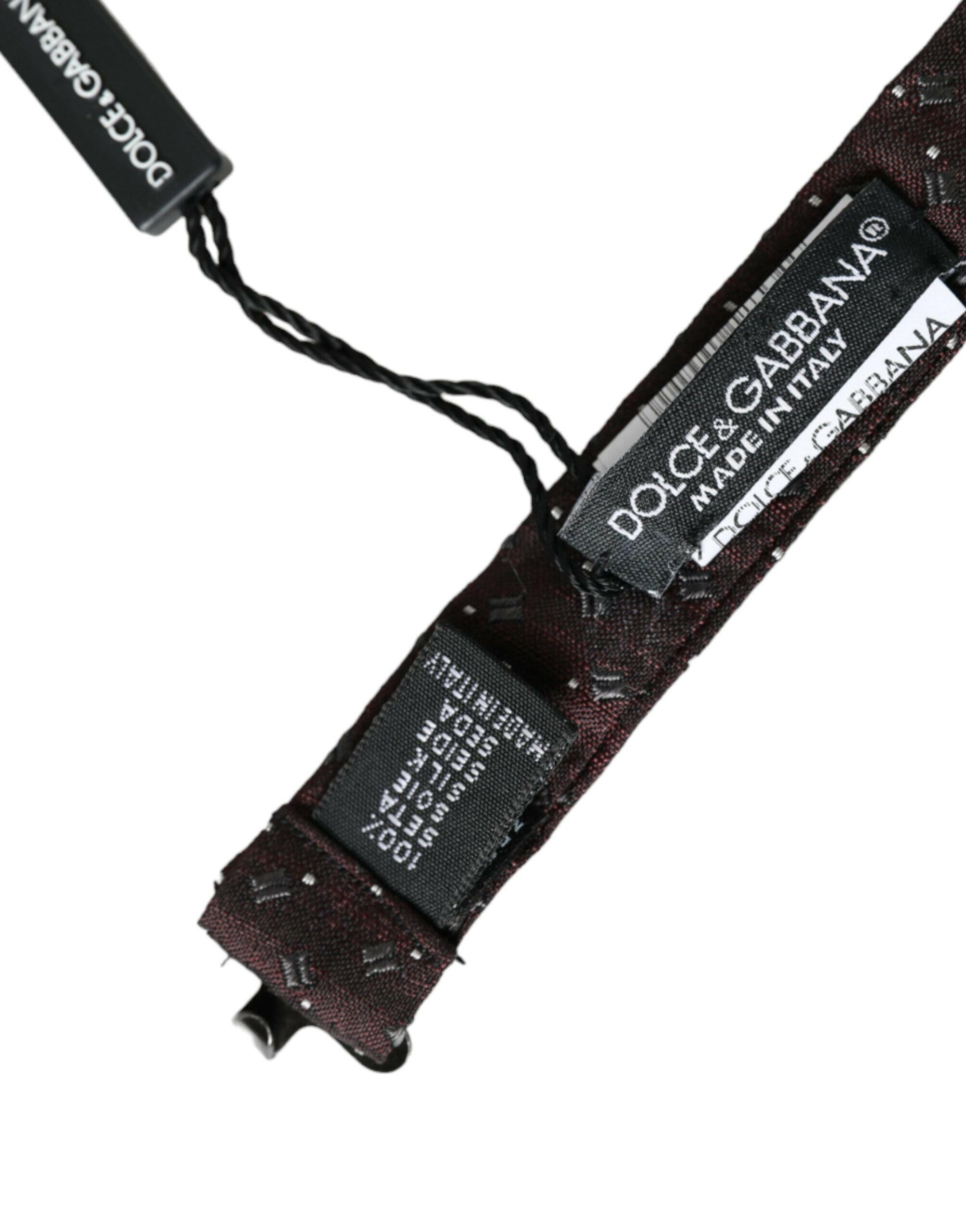 Dolce & Gabbana Maroon Silk Patterned Adjustable Neck Papillon Bow Tie -  Neckties, Men -  Dolce & Gabbana. Dolce & Gabbana Maroon Silk Patterned Adjustable Neck Papillon Bow Tie -  Neckties, Men -  Dolce & Gabbana.