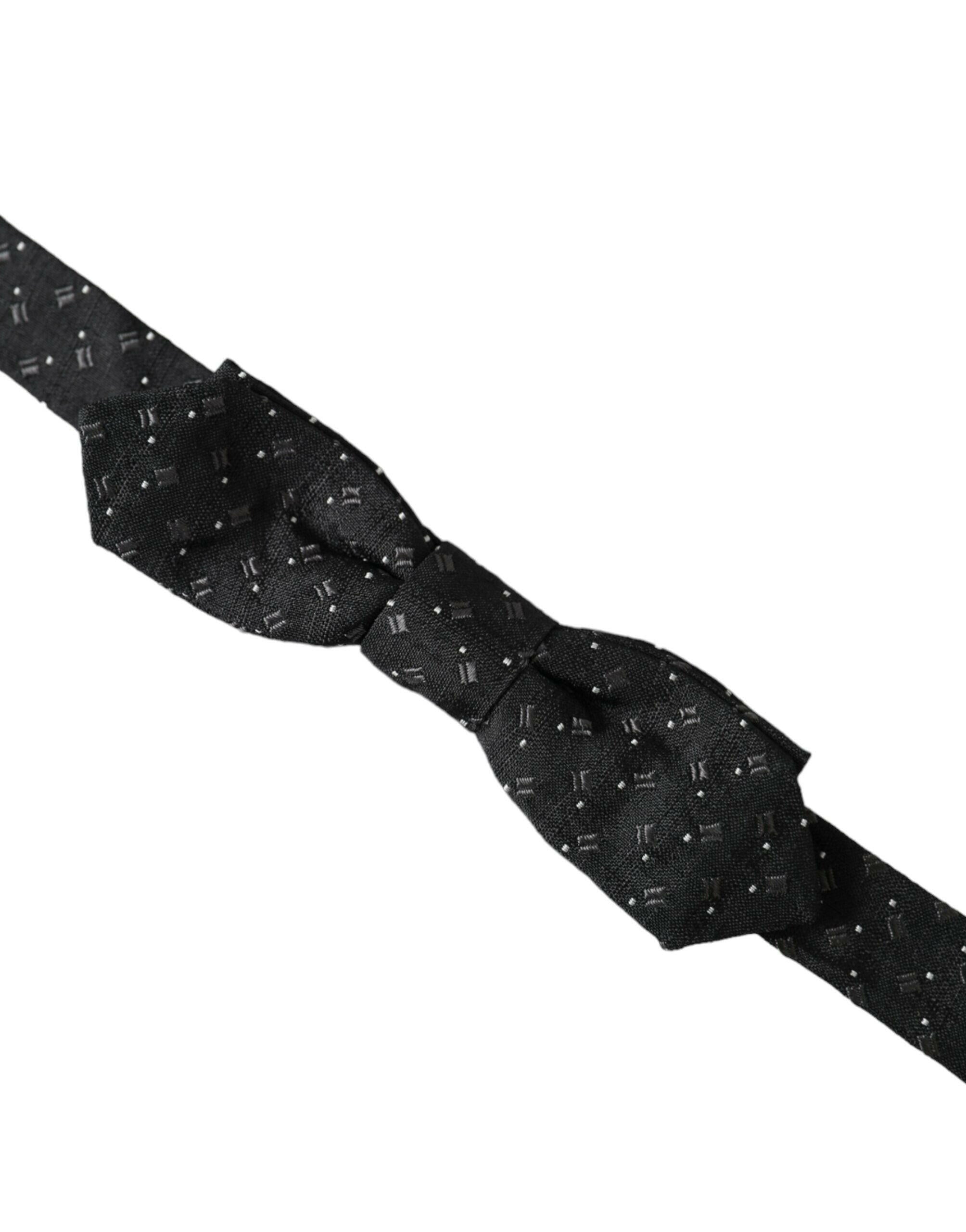 Dolce & Gabbana Black Silk Patterned Adjustable Neck Men Papillon Bow Tie -  Neckties, Men -  Dolce & Gabbana. Dolce & Gabbana Black Silk Patterned Adjustable Neck Men Papillon Bow Tie -  Neckties, Men -  Dolce & Gabbana.