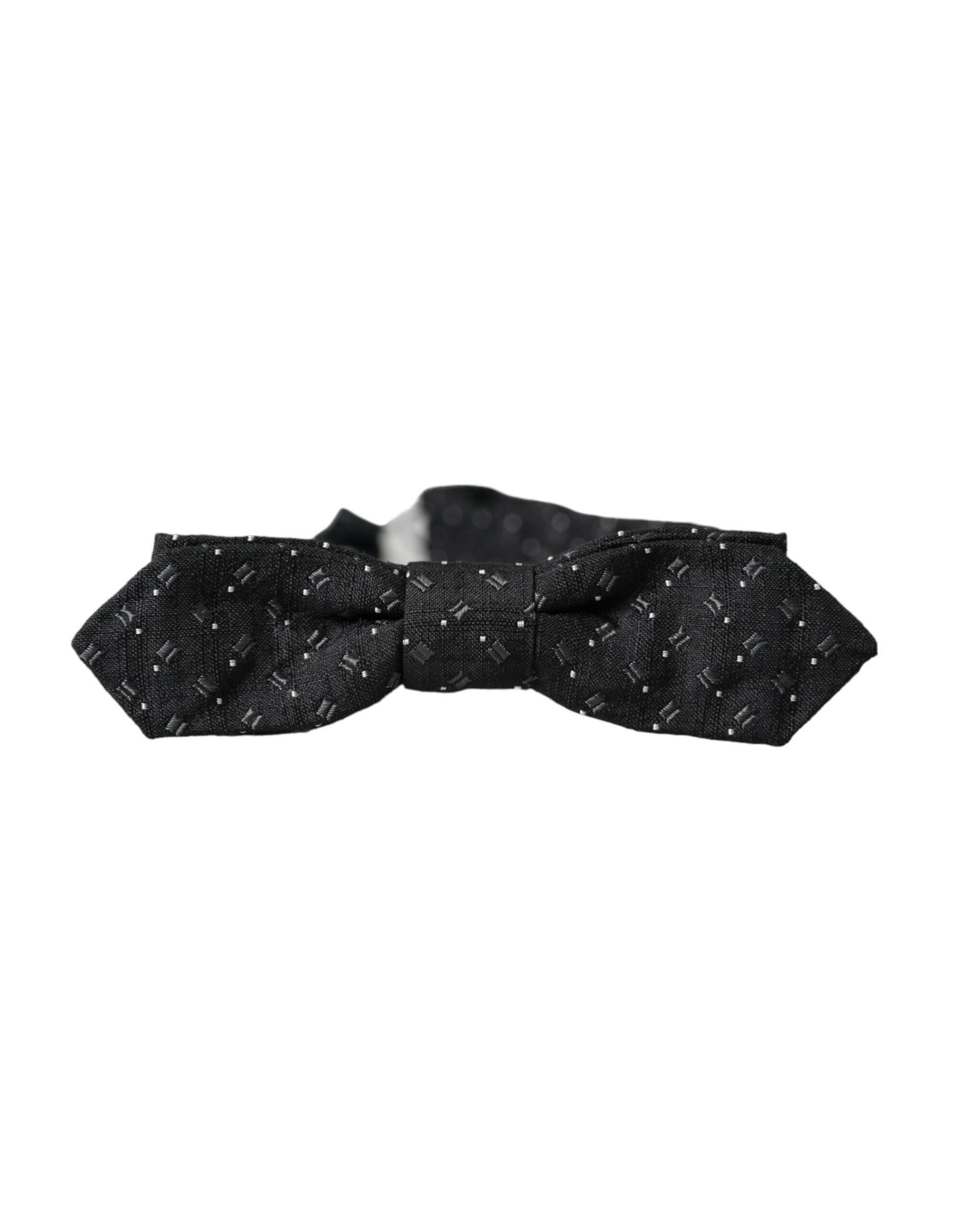 Dolce & Gabbana Black Silk Patterned Adjustable Neck Men Papillon Bow Tie -  Neckties, Men -  Dolce & Gabbana. Dolce & Gabbana Black Silk Patterned Adjustable Neck Men Papillon Bow Tie -  Neckties, Men -  Dolce & Gabbana.