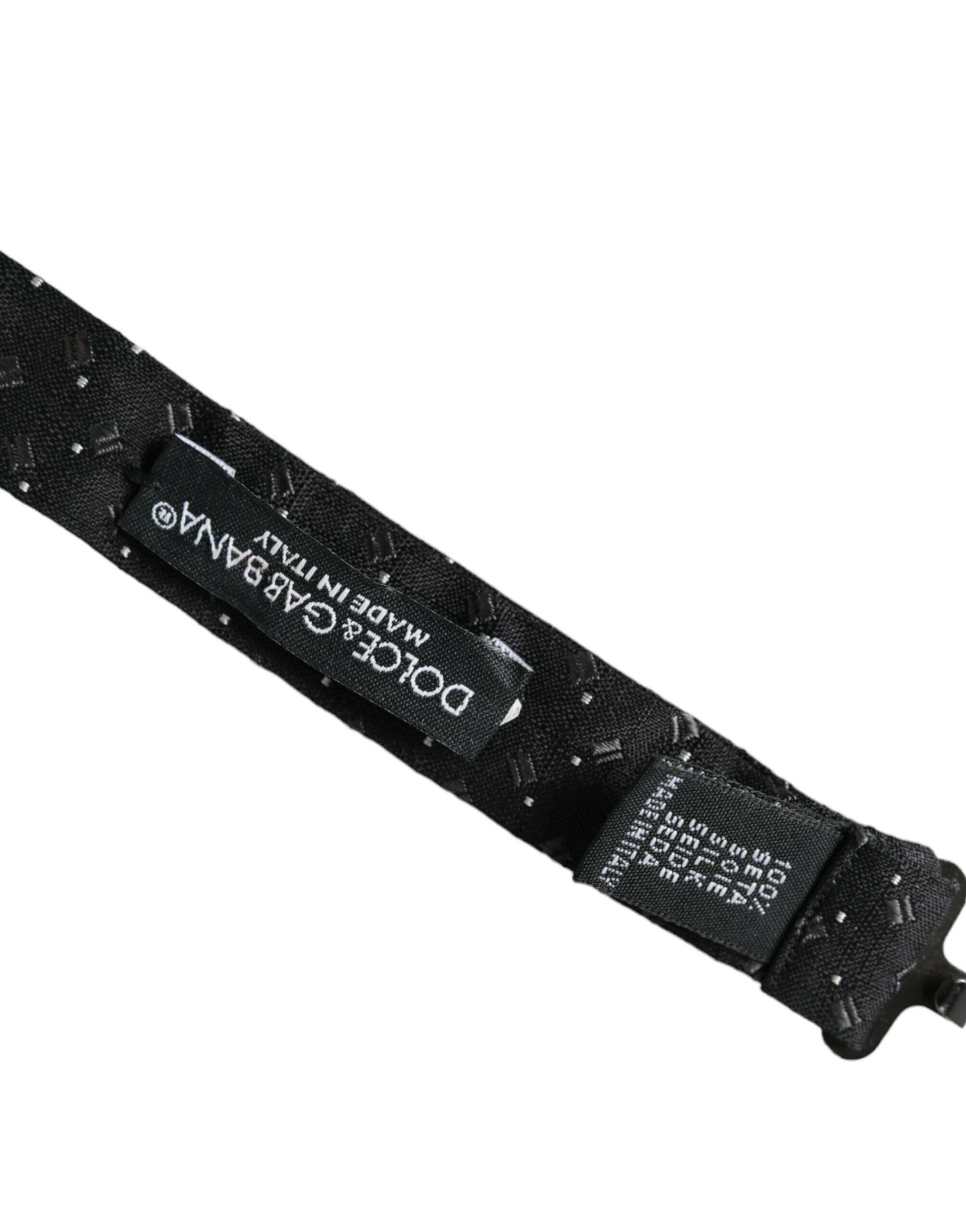 Dolce & Gabbana Black Silk Patterned Adjustable Neck Men Papillon Bow Tie -  Neckties, Men -  Dolce & Gabbana. Dolce & Gabbana Black Silk Patterned Adjustable Neck Men Papillon Bow Tie -  Neckties, Men -  Dolce & Gabbana.