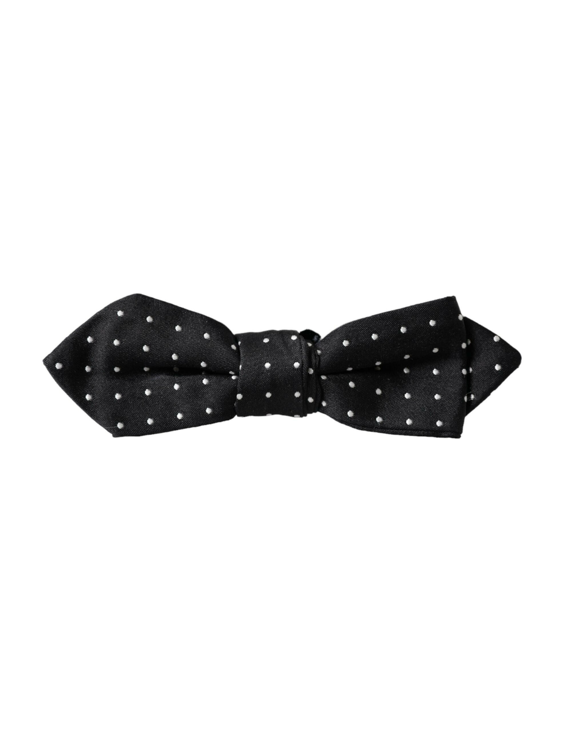 Dolce & Gabbana Black Silk Polka Dot Adjustable Neck Men Papillon Bow Tie -  Neckties, Men -  Dolce & Gabbana. Dolce & Gabbana Black Silk Polka Dot Adjustable Neck Men Papillon Bow Tie -  Neckties, Men -  Dolce & Gabbana.