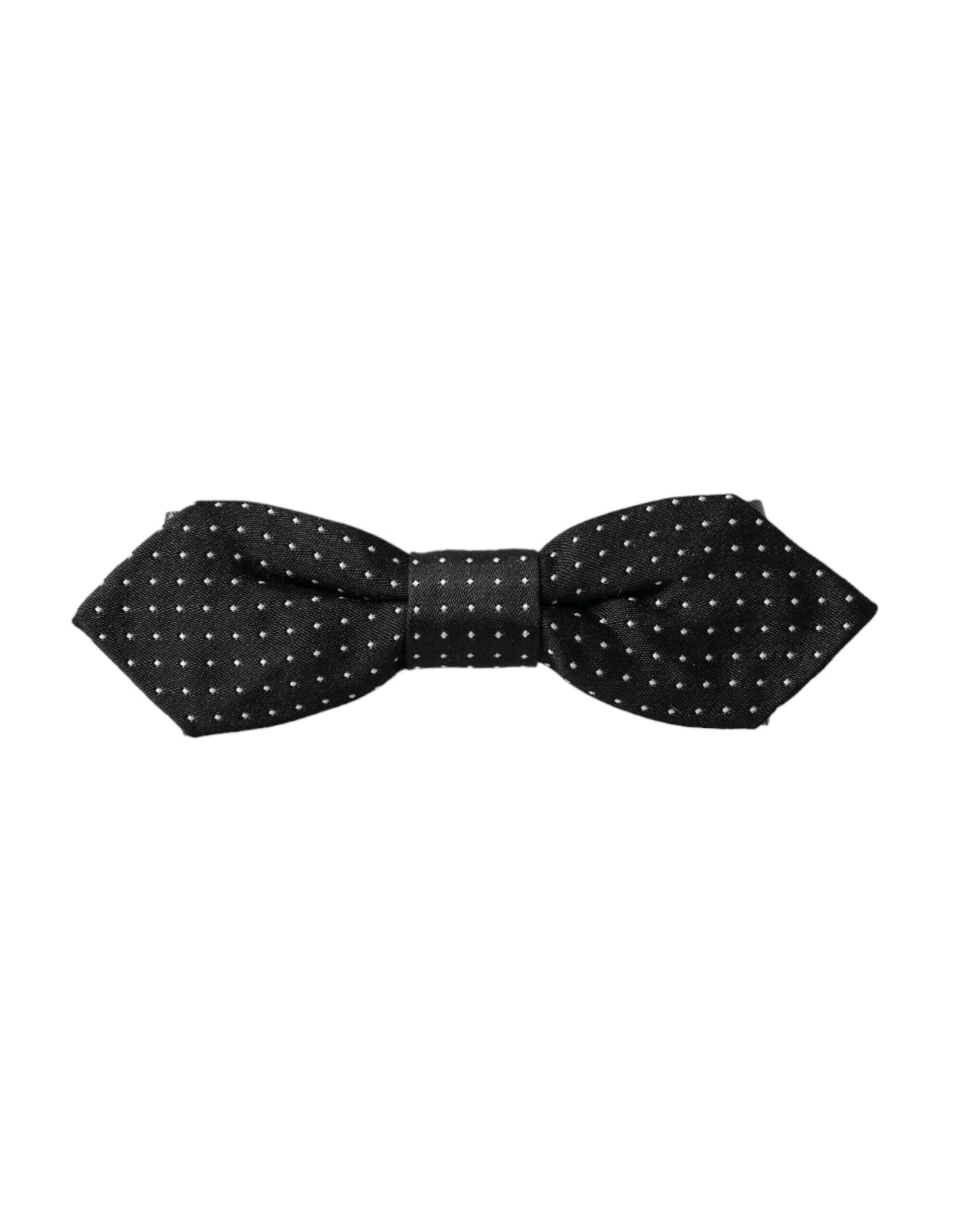 Dolce & Gabbana Black Silk Polka Dot Adjustable Neck Men Papillon Bow Tie -  Neckties, Men -  Dolce & Gabbana. Dolce & Gabbana Black Silk Polka Dot Adjustable Neck Men Papillon Bow Tie -  Neckties, Men -  Dolce & Gabbana.