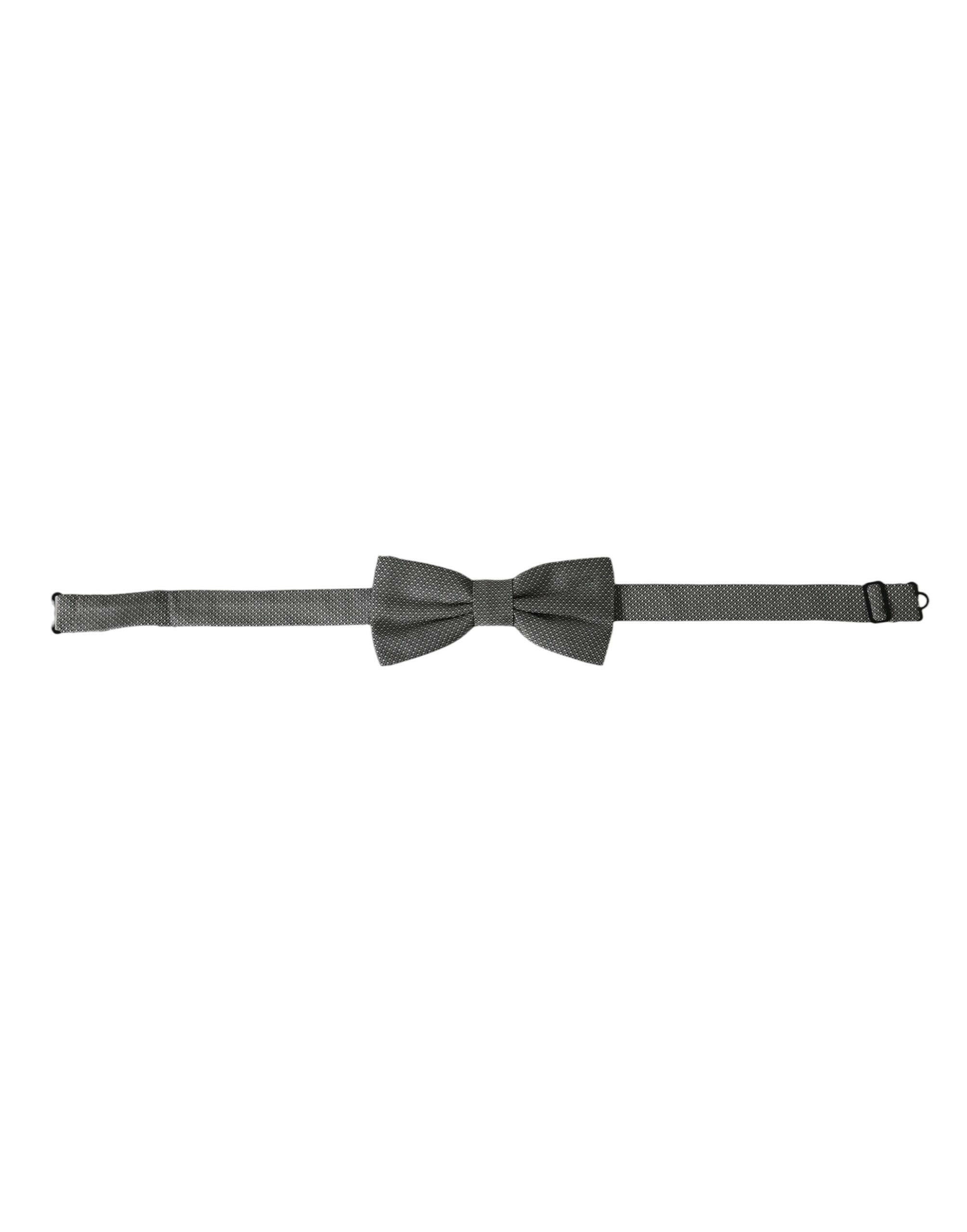 Dolce & Gabbana Gray Silk Patterned Adjustable Neck Men Papillon Bow Tie -  Neckties, Men -  Dolce & Gabbana. Dolce & Gabbana Gray Silk Patterned Adjustable Neck Men Papillon Bow Tie -  Neckties, Men -  Dolce & Gabbana.